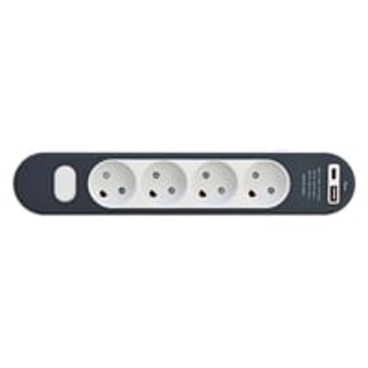 Stikdåse med 4 udtag, med afbryder, med jord, USB-A+C, 1,4 meter