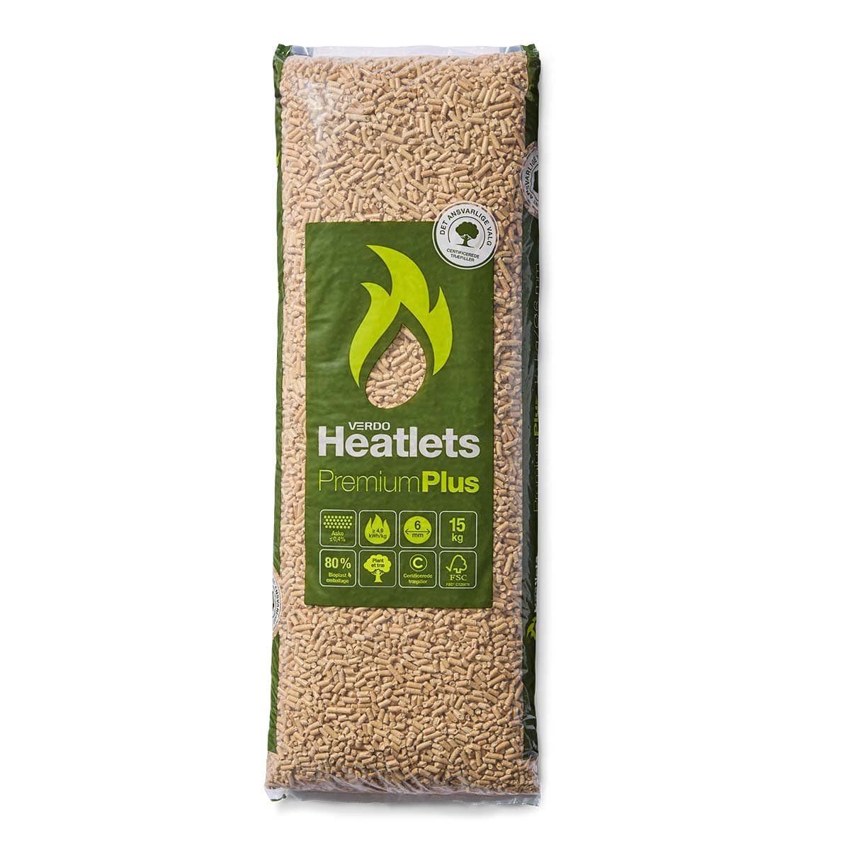 Heatlets PremiumPlus 6mm træpiller - 15 kg's poser