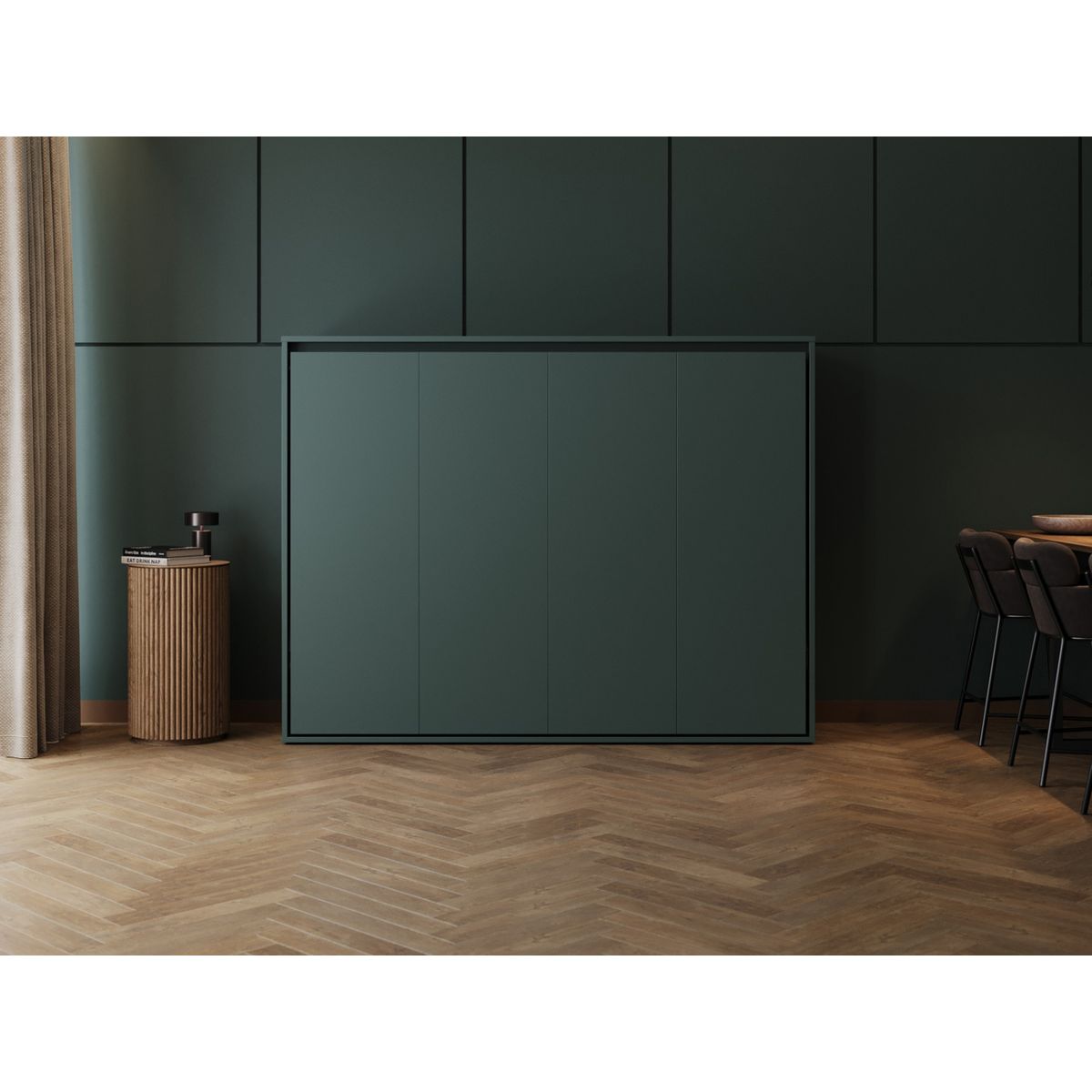 M2 skabsseng, lav model 160x200cm - farve Skab: Grøn, Front: Grøn