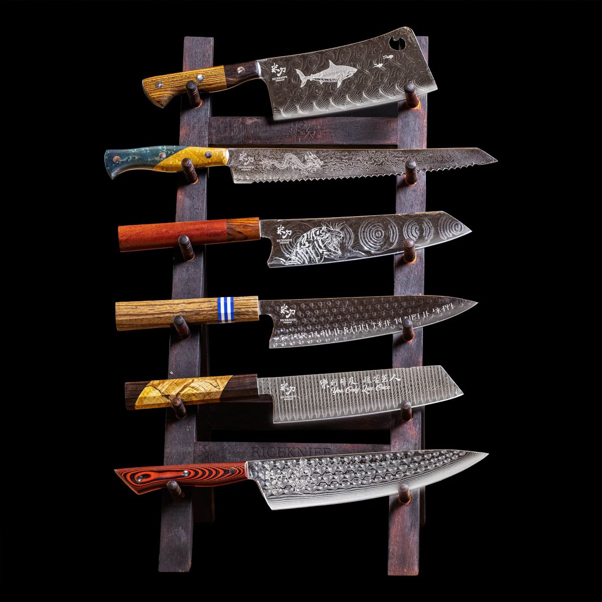 Limited Edition Taktilt Damaskus Stål Knivsæt 6 knive