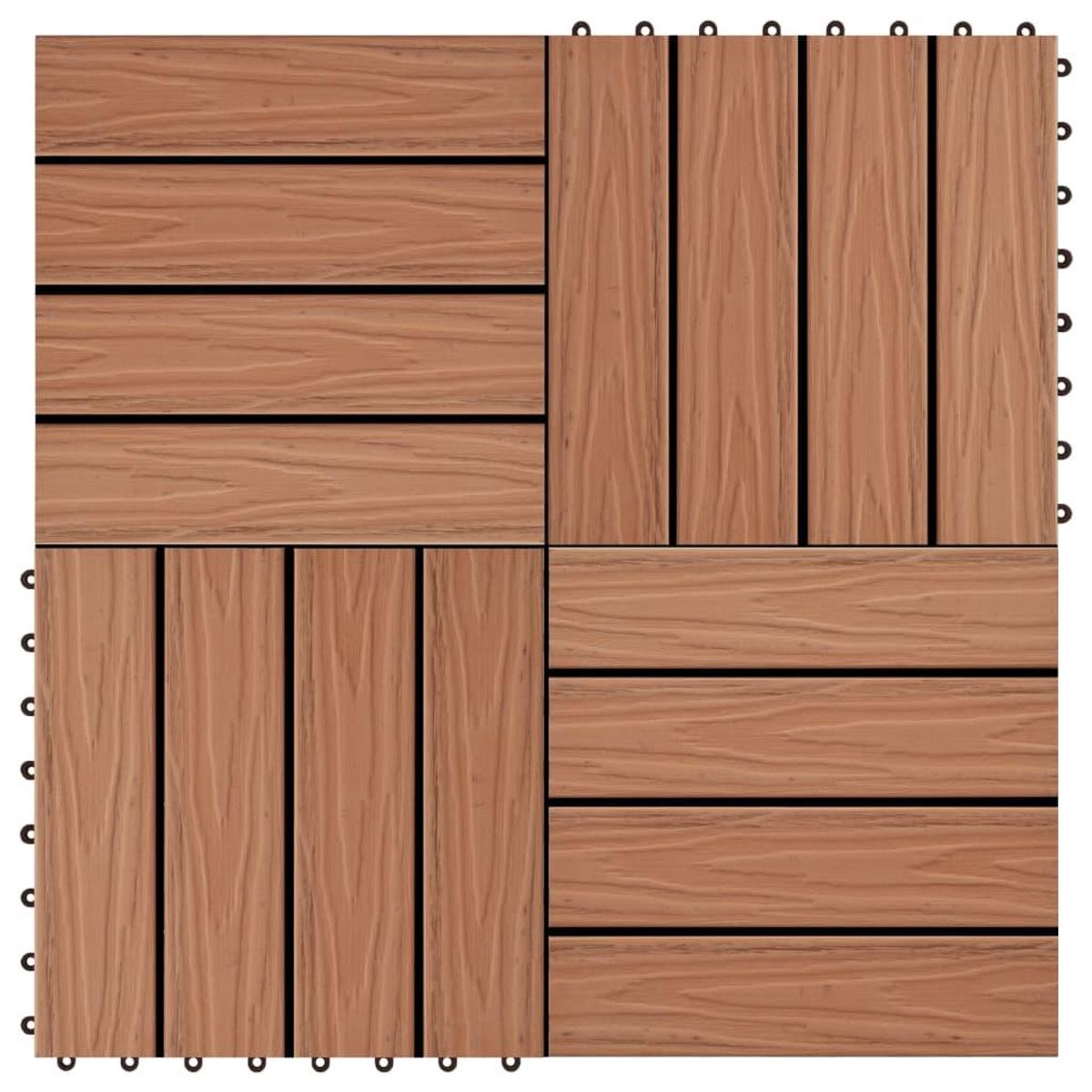 11 stk. terrassefliser med prægning 30x30 cm 1 kvm WPC lysebrun