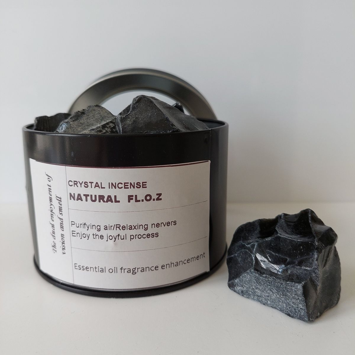 AROMATERAPI METAL BOKS M. OBSIDIAN KRYSTAL - Krystaller til æteriske olie - YOGO & YOGINI - StudioBuus