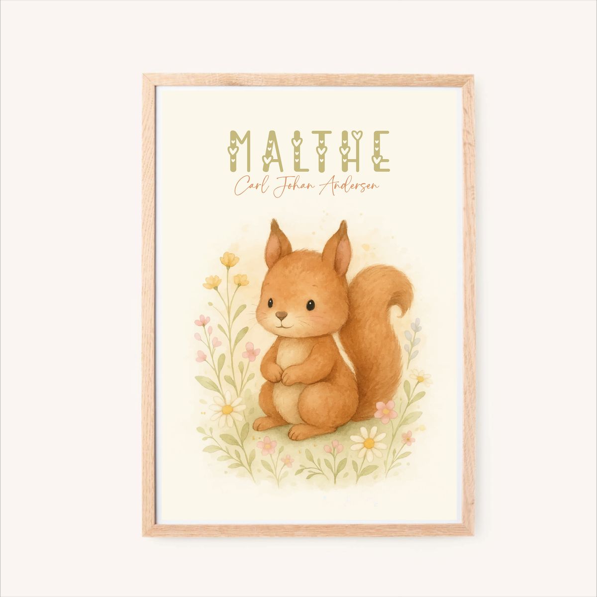 Plakat med navn - Egern - 70X50 cm