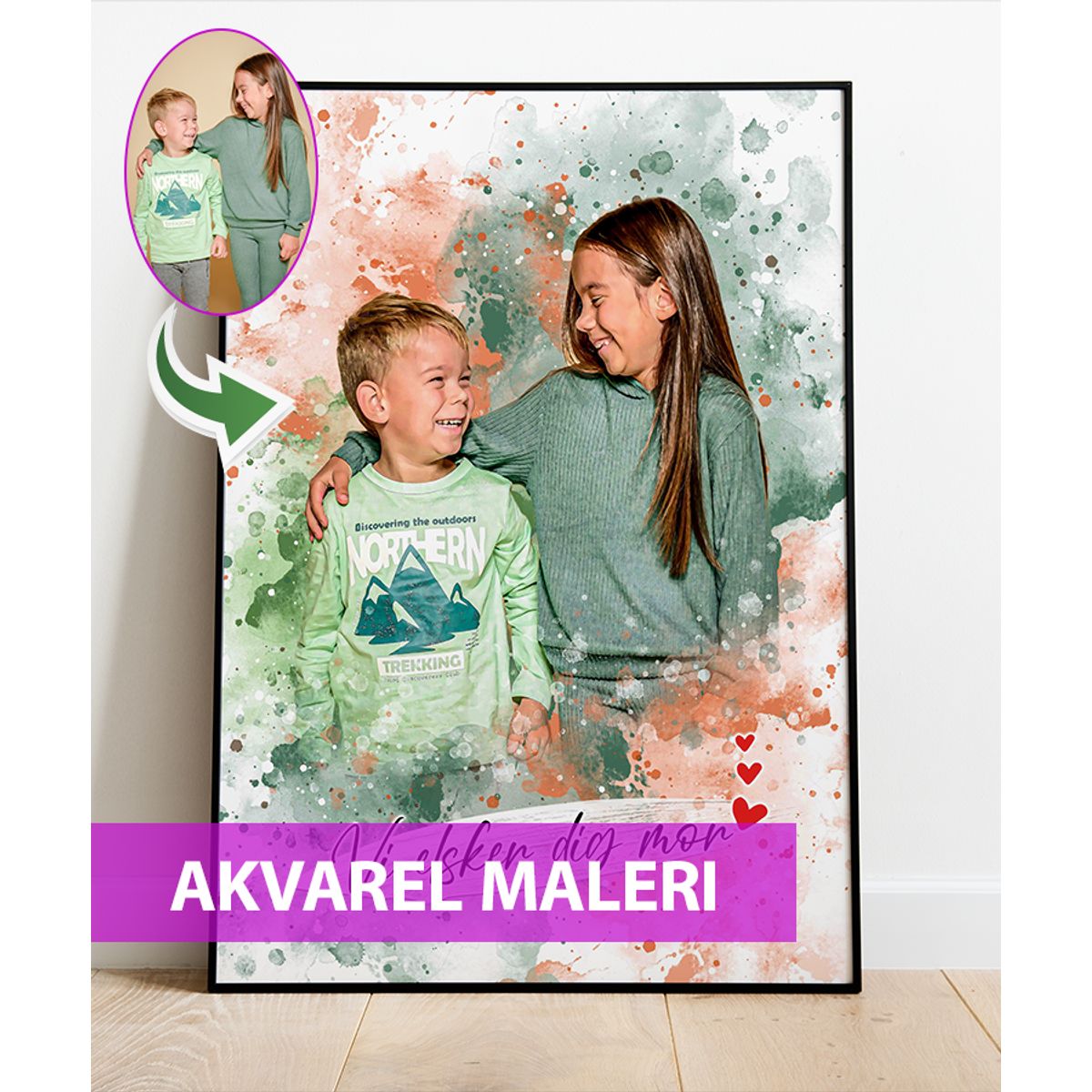 Akvarel - maleri efter dine billeder