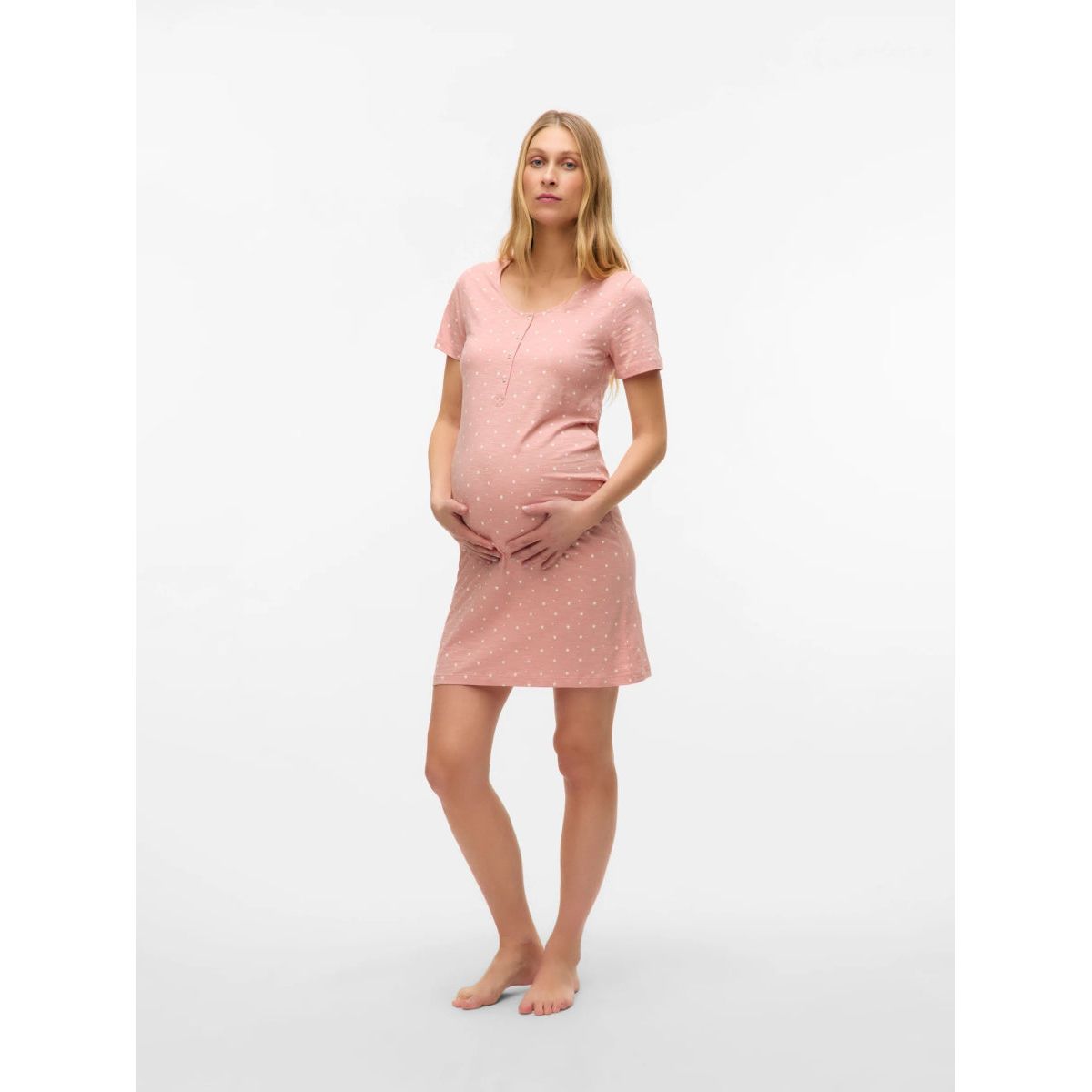 Mamalicious 2 - i - 1 natkjole til graviditet og amning, MLMira, lyserosa/Misty Rose stjerneprint - Mamalicious - Nightgown - Buump