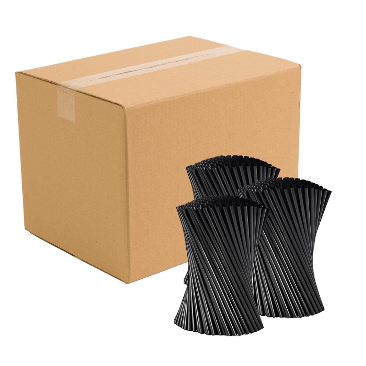 200x8 mm plastik sugerør 4000x sorte genanvendelige