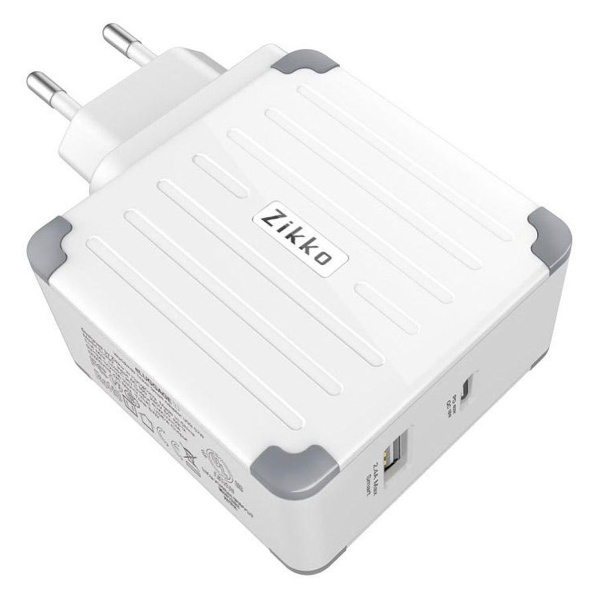 Zikko USB-C PD + QC 57W, oplader til hele verden, grå