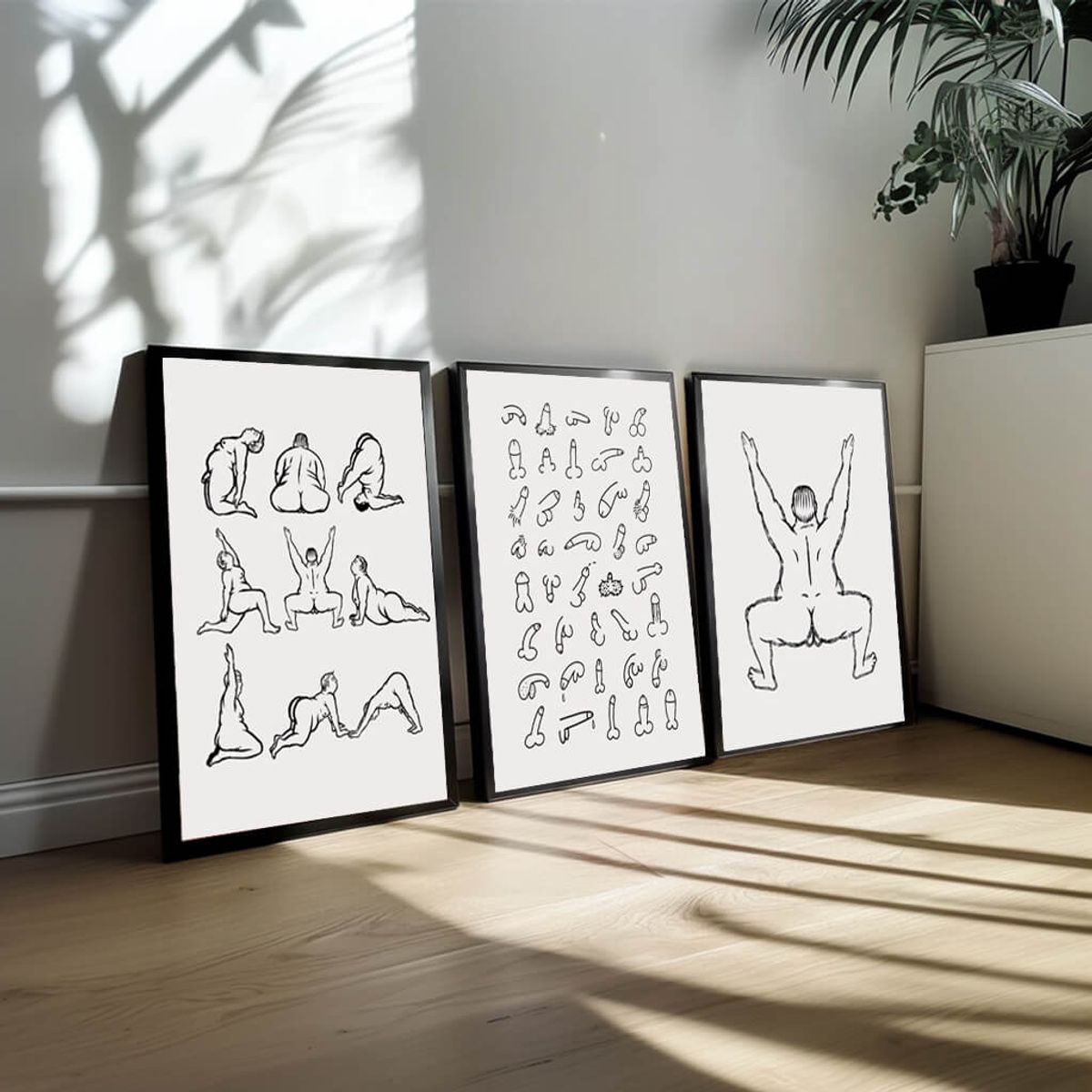 Trio plakatsæt line art mand