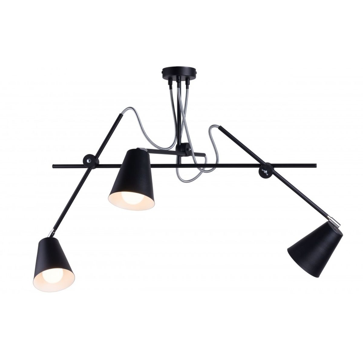 Arnold - Loftlampe i sort metal med seks skærme