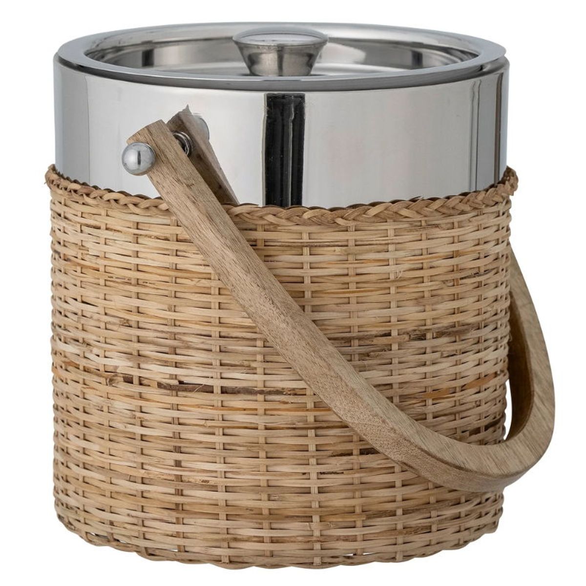 BLOOMINGVILLE Colette isspand, m. hank - natur rattan/mangotræ og sølv rustfrit stål (Ø18)