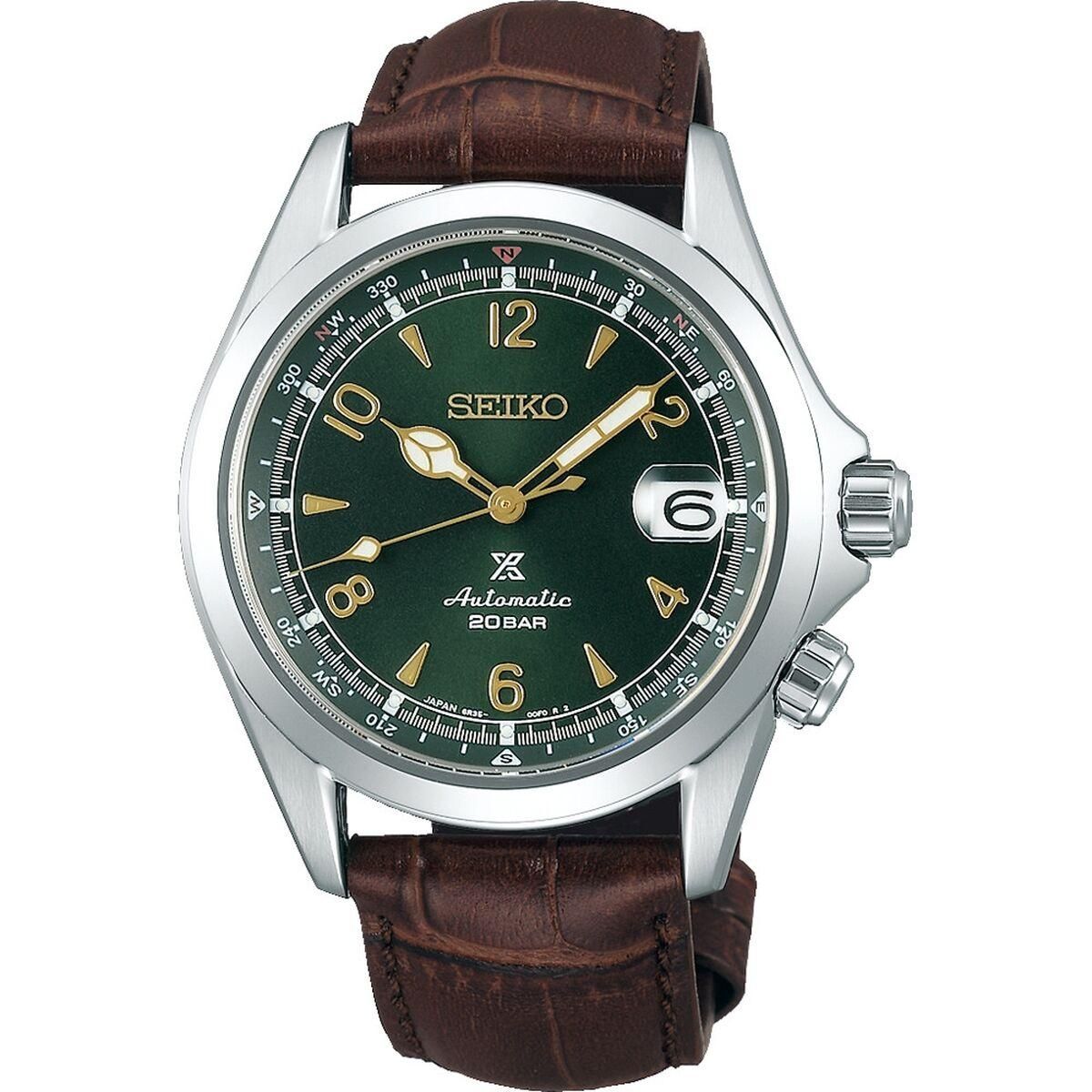 SEIKO Prospex automatic herreur, grøn med brun læderrem