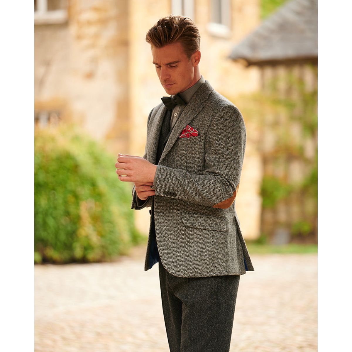 London tweed blazer, Harris Tweed, antracitgrå sildeben - 62 EU / 5XL