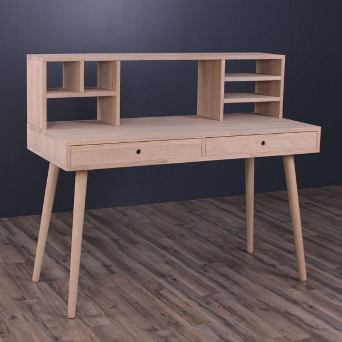 Orlando - Skrivebord med 2 skuffer og overbygning, eg 120 x 60 cm Olieret