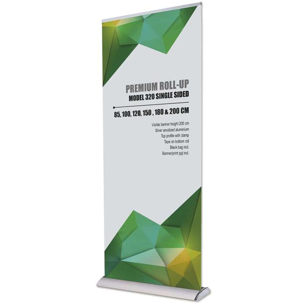 Premium Roll-up, enkeltsidet kassette, alu, med teleskopstang