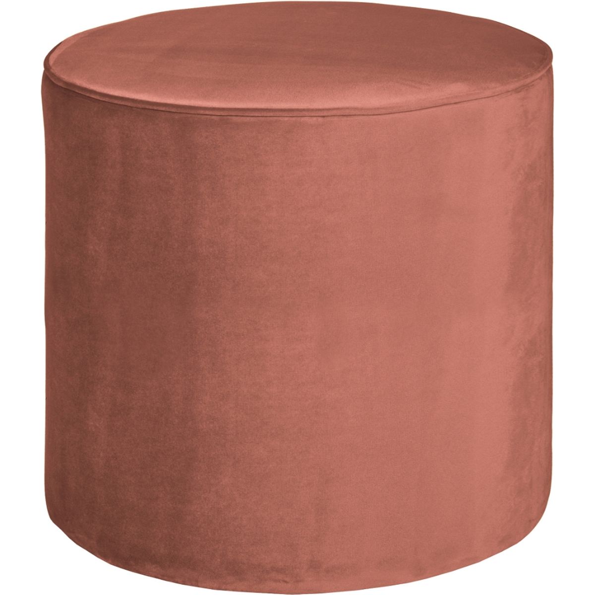 WOOOD Sara høj puf, rund - gammel rosa polyester fløjl (Ø46)