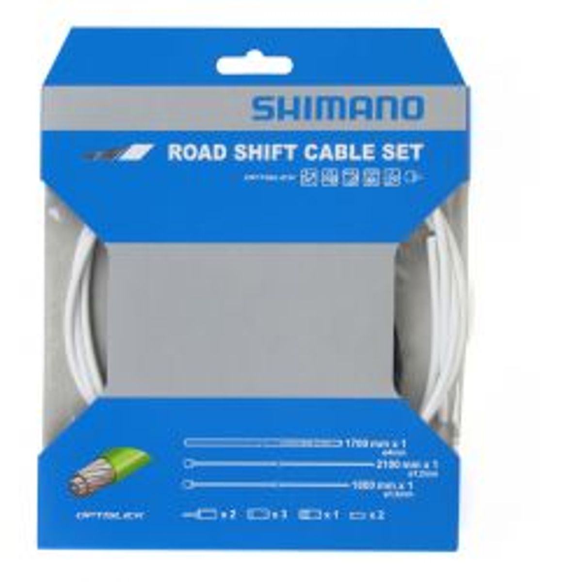 Shimano Gearkabel sæt PTFE Hvid til Racer/Sportscykler Optislik