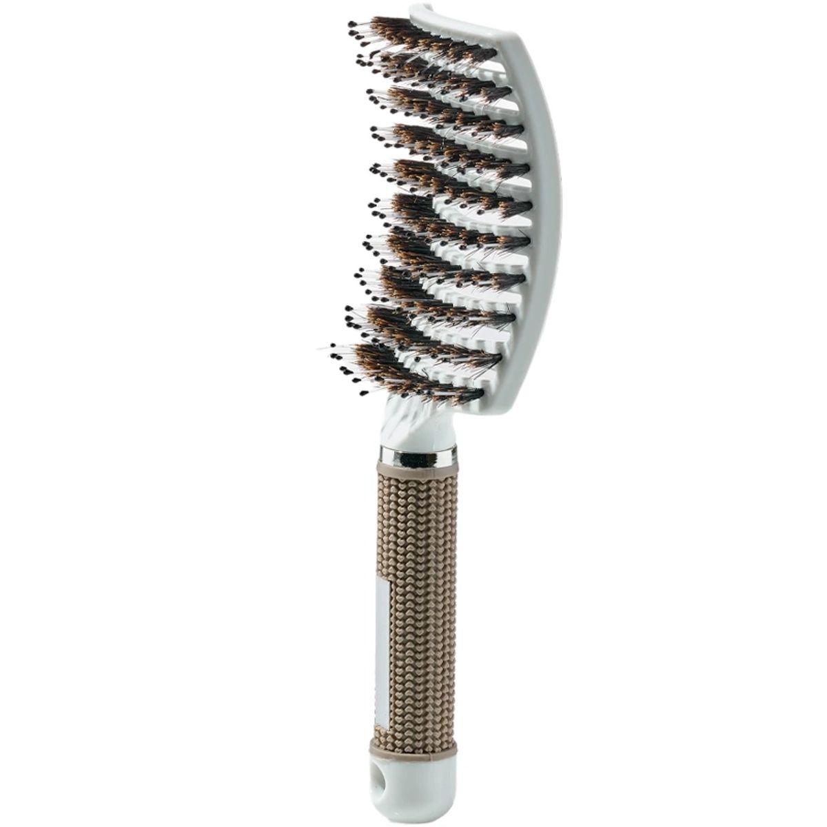 Curved Paddle Brush - Hårbørste med vildsvinehår - Hvid